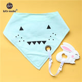 Let's Make Baby Stuff Bibs & Burp Cloths 1pc Cotton Bib Cartoon Silicone Teether BPA Free Baby Things Feeding Baberos Burp Cloth