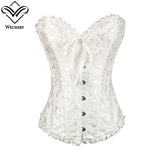 Gothic Corset Corselette Women's Corsets Steampunk Plus Size Overbust Corsage White Bodice Tops Sexy Lace Up Bustier S-6XL