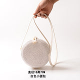 Round Woven Straw Rattan Bodybag