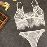 Women Sexy Bra Set Solid Color Floral Lace Push-up Padded Ladies Triangle Solid Color Bra Set Femme Underwear 2 Color