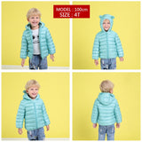 Cute 1- 5y baby girls jacket kids boys Light down coats with ear hoodie spring girl clothes infant children's clothing  for boys