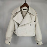 Fitaylor New Autumn Women Faux Leather Jacket Pu Motorcycle Biker Red Coat Turndown Collar Loose Streetwear Black Punk Outerwear