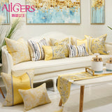 Avigers Yellow Cushion Covers Square Striped Patchwork Jacquard Pillow Cases Home Decorative for Car Sofa Bedroom