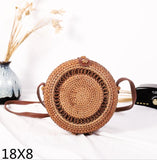 Round Woven Straw Rattan Bodybag