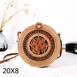 Round Woven Straw Rattan Bodybag