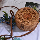 Round Woven Straw Rattan Bodybag