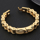 Biker Jewelry Worn Look Men's Biker Chain Bracelet Motorcycle Bicycle Wear Vintage Black Stainless Steel CZ Mens Bracelets 2019