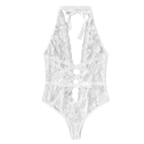 G-string porno Women Sexy Lingerie Girl Low Back Cross Floral Lace Sleepwear Babydoll Erotic cosplay costume lingerie porno