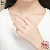 BAMOER Hot sale 925 Sterling Silver Infinity Love Infinite Clear CZ Rings for Women Engagement Wedding Jewelry SCR494