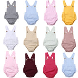 11 Color Newborn Infant Baby Boy Girl Bodysuit Summer Button Jumpsuit Striped Casual Sleeveless Backless Solid Outfits Clothes