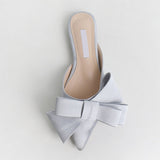 Spring and summer women's shoes Korean silk satin Pointed bow tie slippers Baotou flat heel sets semi slippers