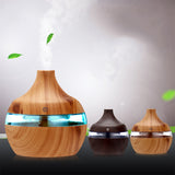 SaengQ Electric Humidifier Essential Aroma Oil Diffuser Ultrasonic Wood Grain Air Humidifier USB Mini Mist Maker LED Light For