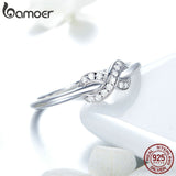 BAMOER Hot sale 925 Sterling Silver Infinity Love Infinite Clear CZ Rings for Women Engagement Wedding Jewelry SCR494