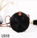 Round Woven Straw Rattan Bodybag
