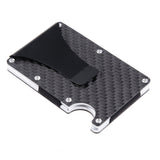 Gemeer Carbon Fiber Credit Card Holder RFID Non-scan Metal Wallet Purse Male Business Card Holder Carteira Masculina Billetera
