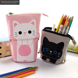Flexible Fabric Quality Big Cat Pencil Case for School Stationary