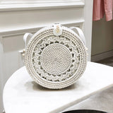 Round Woven Straw Rattan Bodybag