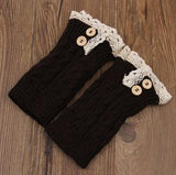 Fashion Double Button Cable Knitted Boot Cuff Short Leg Warmer  Womens Boot Socks Knitted Lace Trim Fashion Boots Accessories
