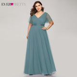 Plus Size Evening Dresses Ever Pretty EP09890 Elegant V-Neck Ruffles Chiffon Formal Evening Gown Party Dress Robe De Soiree 2020