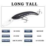 New 1 PCS 15.5cm / 16.3g Wobbler Fishing Lure Big Crank Bait Minnow Bass Trolling Artificial Bait Pike Carp Lures Fishing