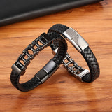 Unique Punk Design Special Pattern Bicycle Chain Stainless Steel Accessories Men's Leather Bracelet Multi-color Birthday Gift