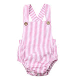 11 Color Newborn Infant Baby Boy Girl Bodysuit Summer Button Jumpsuit Striped Casual Sleeveless Backless Solid Outfits Clothes