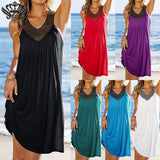 Summer Beach Cotton Dresses Women Sexy Evening Party Boho Dress V Neck Backless Sleeveless Diamond Dress Women Vintage Blue