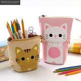 Flexible Fabric Quality Big Cat Pencil Case for School Stationary