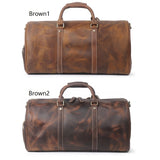 Vintage Big Capacity Men Cow Leather Travel Bag Durable Genuine Leather Tote Travel Bag