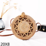 Round Woven Straw Rattan Bodybag