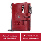Free Engraving 100% Genuine Leather Men Wallet Coin Purse Small Mini Card Holder Chain PORTFOLIO Portomonee Male Walet Pocket