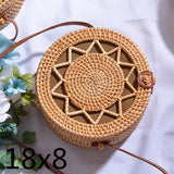 Round Woven Straw Rattan Bodybag