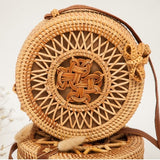 Round Woven Straw Rattan Bodybag