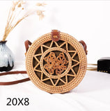 Round Woven Straw Rattan Bodybag