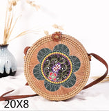 Round Woven Straw Rattan Bodybag