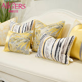 Avigers Yellow Cushion Covers Square Striped Patchwork Jacquard Pillow Cases Home Decorative for Car Sofa Bedroom