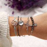 5 Piece Heartbeat Bracelet Set 18K White Gold Plated Bracelet in 18K