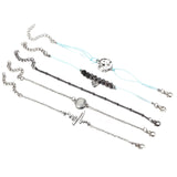 5 Piece Heartbeat Bracelet Set 18K White Gold Plated Bracelet in 18K