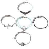 5 Piece Heartbeat Bracelet Set 18K White Gold Plated Bracelet in 18K