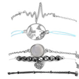 5 Piece Heartbeat Bracelet Set 18K White Gold Plated Bracelet in 18K