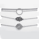 4 Piece Hamsa Set 18K White Gold Plated Bracelet in 18K White Gold