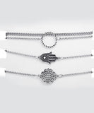 4 Piece Hamsa Set 18K White Gold Plated Bracelet in 18K White Gold