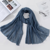 Muslim Women Crinkle Hijab Scarf Soft Solid Cotton Head ScarvesTurban Shawls and Wraps hijab femme musulman kopftuch