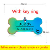 Personalized Collar Pet ID Tag Engraved Pet ID Name for Cat Puppy Dog Tag Pendant Keyring Bone Pet Accessories