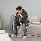 New Hooded Flannel Men's Pajama Pants 2 Pieces/Set Winter Thick Warm Sleepwear For Couples Casual Loose Home Costumes Set