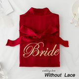Summer Lace Sleepwear for Bride & Bridesmaid Wedding Robe Gown Solid Embroidery Kimono Bathrobe