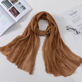 Muslim Women Crinkle Hijab Scarf Soft Solid Cotton Head ScarvesTurban Shawls and Wraps hijab femme musulman kopftuch