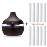 SaengQ Electric Humidifier Essential Aroma Oil Diffuser Ultrasonic Wood Grain Air Humidifier USB Mini Mist Maker LED Light For