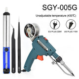 NEWACALOX 110V/220V 60W US/EU Hand-Held Internal Heating Electric Soldering Iron Automatically Send Tin Gun Welding Repair Tool