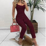 Skinny Slim Fit V-Neck Sleeveless Casual Romper Overalls
